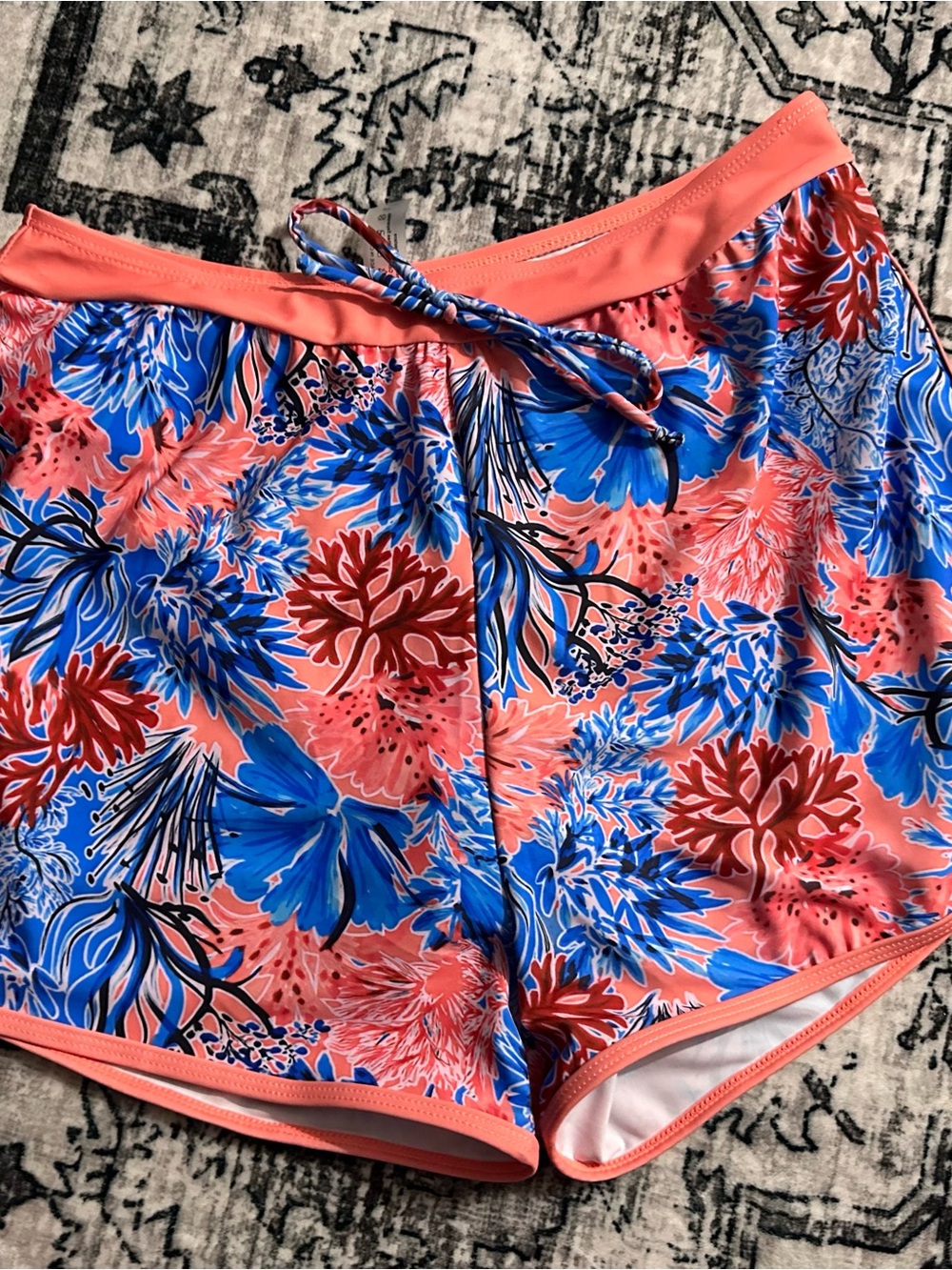 Coral Floral Active Shorts - Women's Swim/Beach Shorts